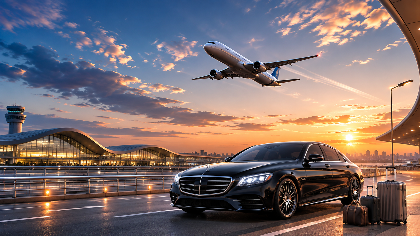 Airport transfer luxury car and plane